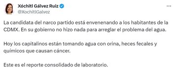 La candidata del PAN asegura que el agua de la CDMX no es potable para los ciudadanos.