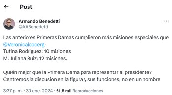 Armando Benedetti defendió a Verónica
