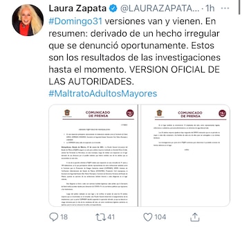 Laura Zapata vía Twitter (@LAURAZAPATAM)