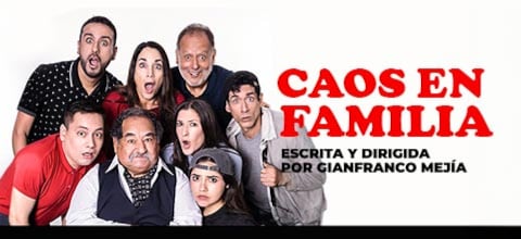 El elenco de la obra teatral Caos en familia, escrita por Gianfranco Mejía, se presenta el seis de setiembre en el Teatro Auditorio Miraflores.