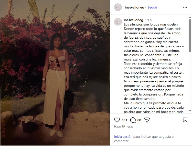 El posteo de Inés, su hija, en Instagram