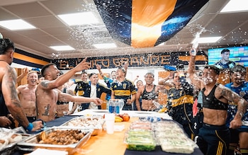 Los festejos de Boca en el Monumental