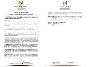 El bufete Meléndez & Meléndez formalizó la representación jurídica con un equipo pericial coordinado por Iván David Carmona Wilchez - crédito Meléndez & Meléndez/Semana