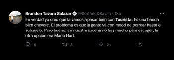 Tourista y la reacción en redes. (Twitter)