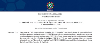 La sanción de la Dimayor a América de Cali e Independiente Santa Fe - crédito Dimayor