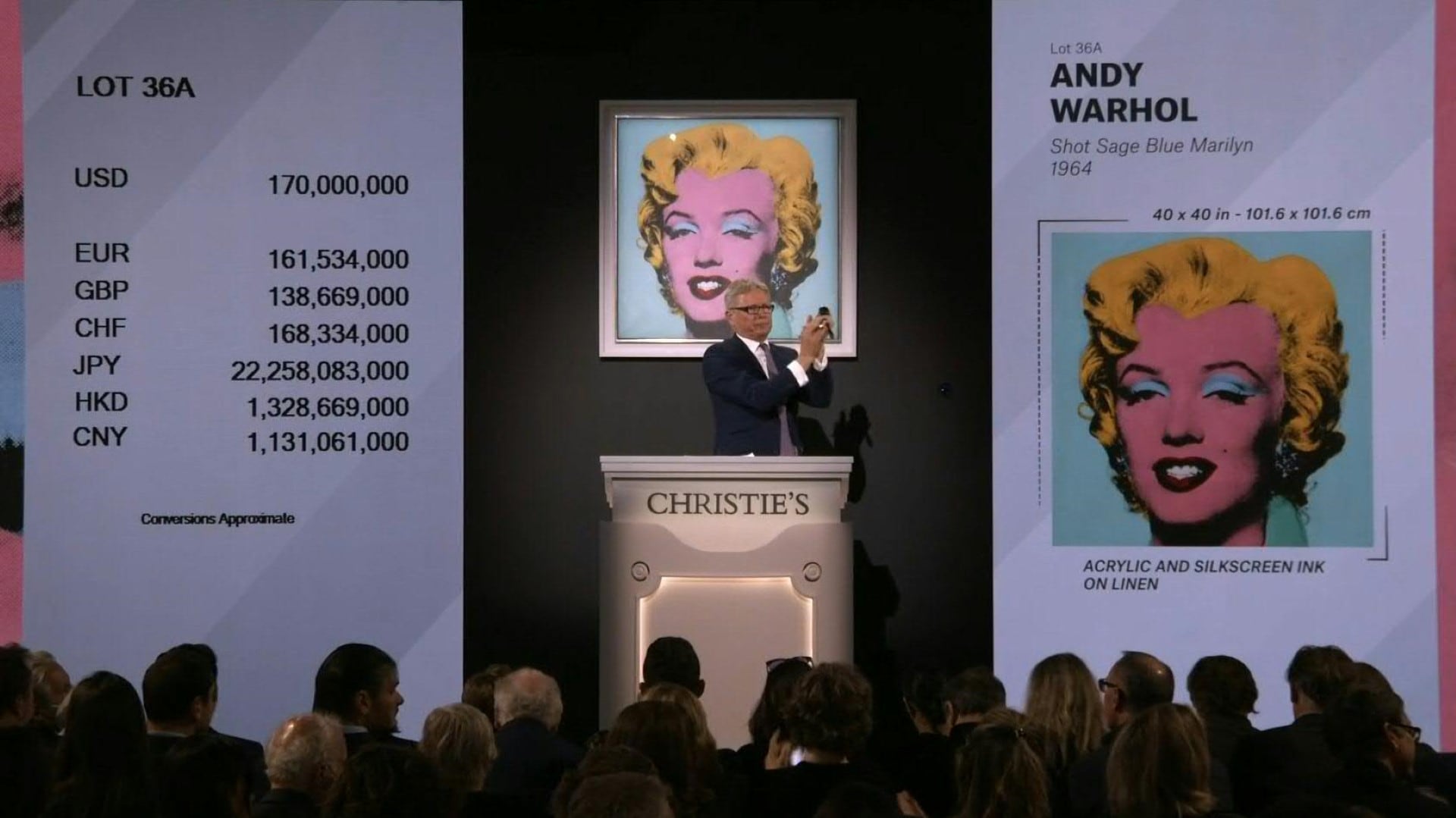 Un retrato de Marilyn Monroe realizado por ALa directora ejecutiva Bonnie Brennan realizó el anuncio oficial durante la conferencia Art of Influence en Nueva York - (AFP)