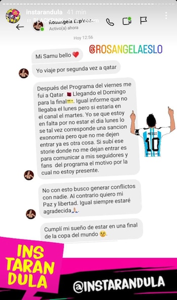 Rosángela Espinoza hace mea culpa
