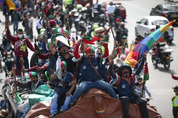 Colombian indigenous people travel on