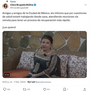 Clara Brugada, foto: X/@ClaraBrugadaM