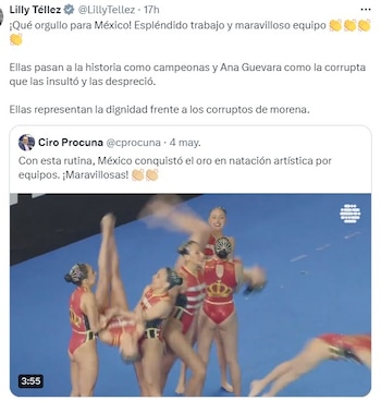 La senadora del PAN aprovechó el triunfo de la delegación mexicana de Natación Artística para arremeter contra la titular de la Conade
