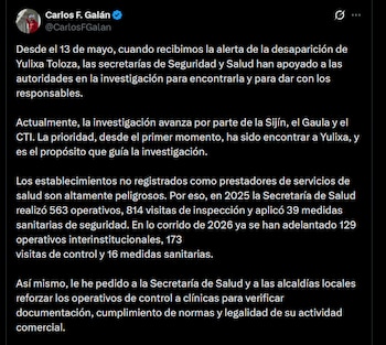 Carlos Fernando Galán - crédito @CarlosFGalan/X