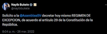 (Publicación Nayib Bukele)