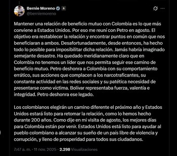 El senador republicano se despachó en apelativos contra el presidente Gustavo Petro - crédito red social X