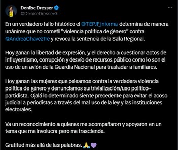 La politóloga compartió un mensaje