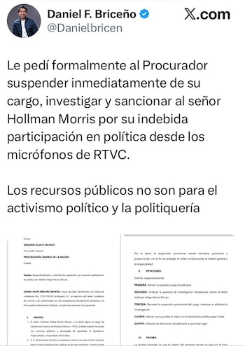 Daniel Briceño pidió al procurador