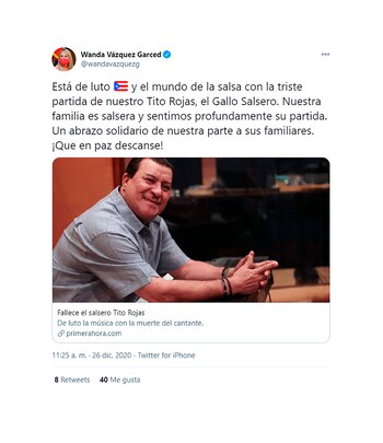 El tuit de Wanda Vázquez