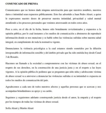 El comunicado de los hermanos