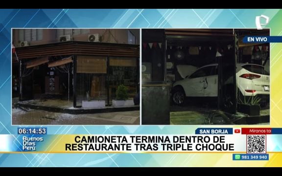 Camioneta se empotró en restaurante de San Borja tras triple choque en cruce sin semáforo