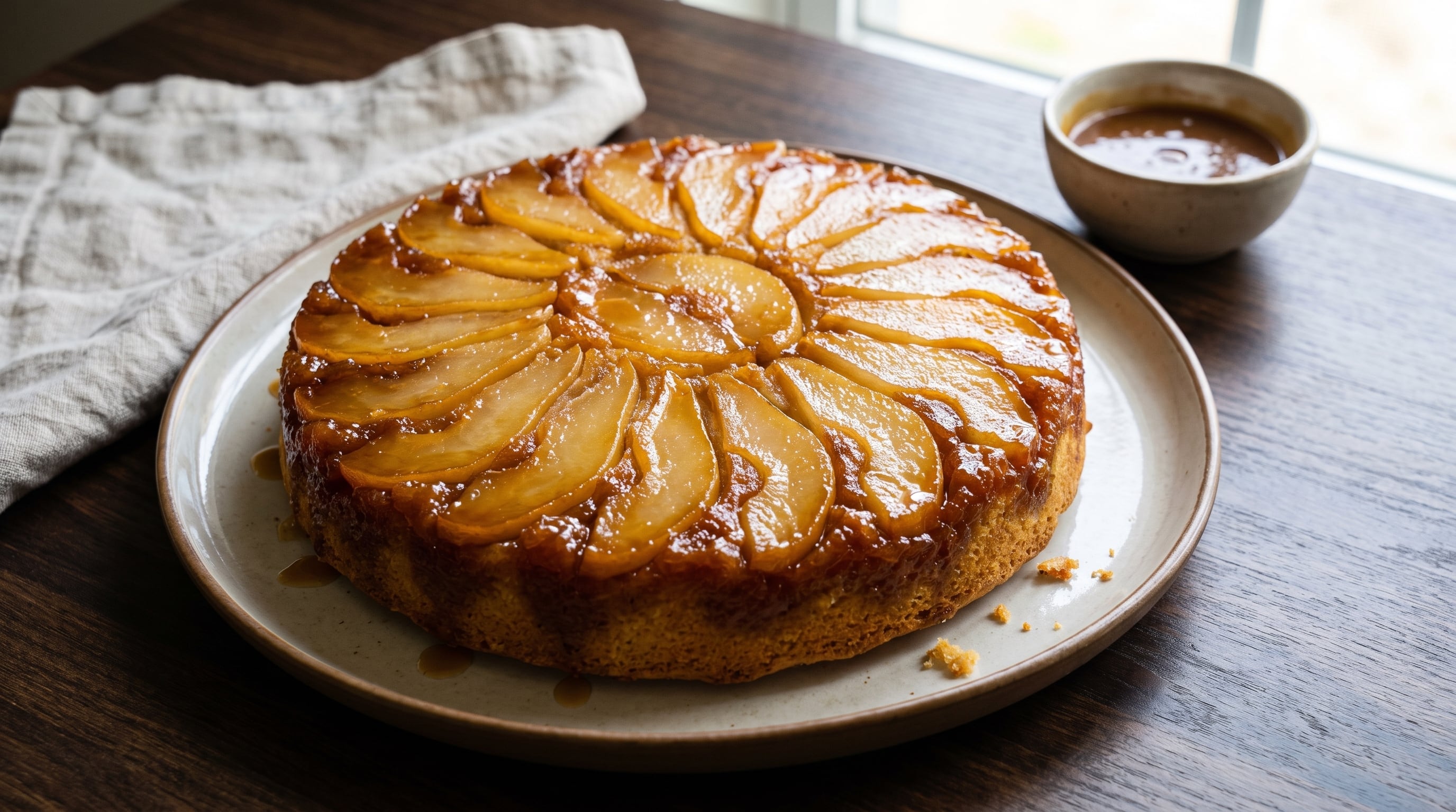 Receta de torta invertida de peras, rápida y fácil