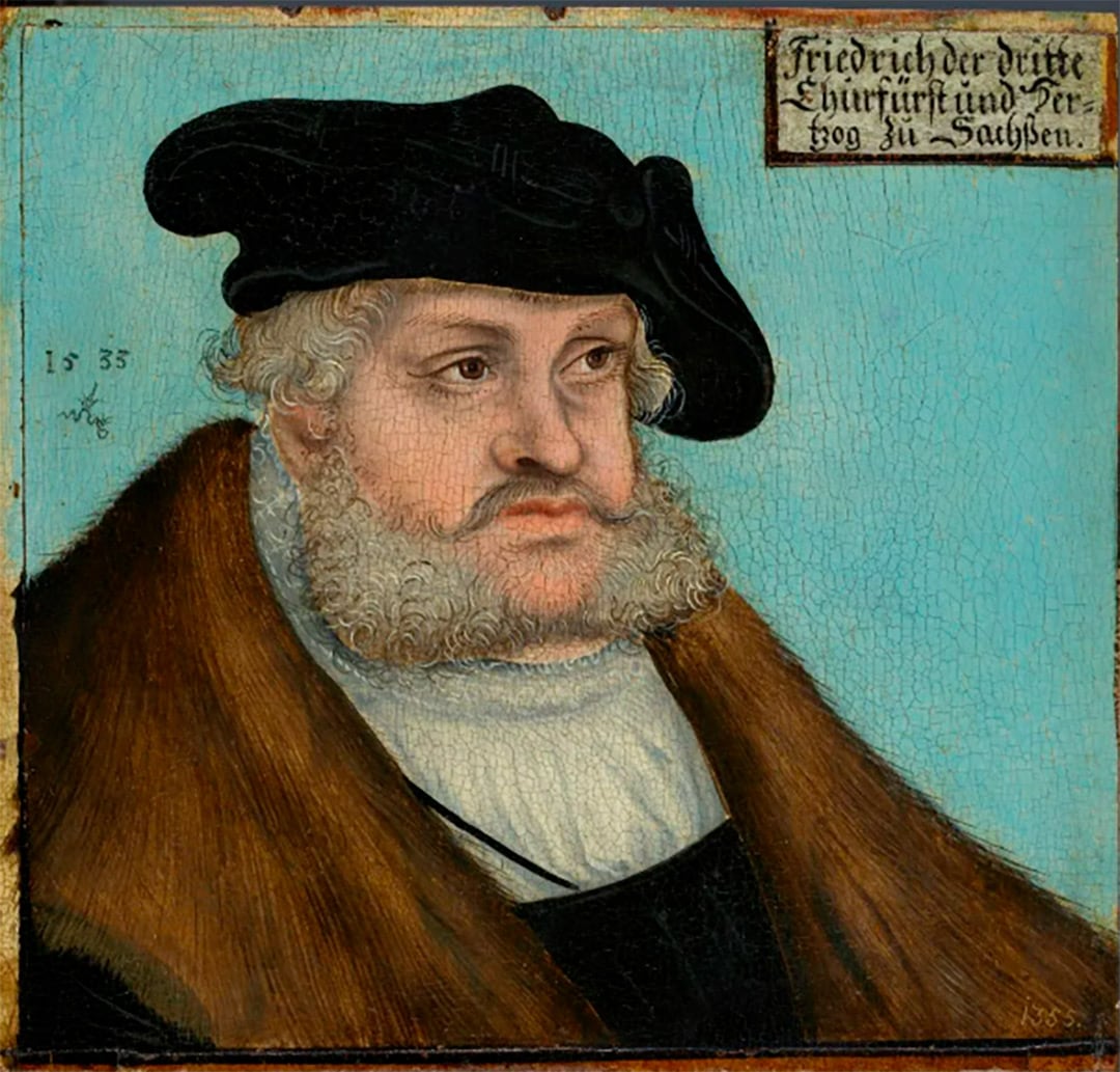 Esta pintura de Lucas Cranach el Viejo retrata a Federico el Sabio, príncipe elector de Sajonia