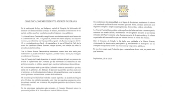 Comunicado de Andrés Pastrana después