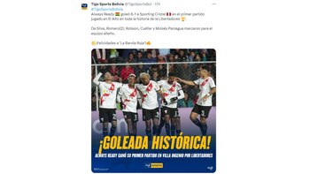 Tigo Sports sobre el Sporting Cristal vs Always Ready en Bolivia.