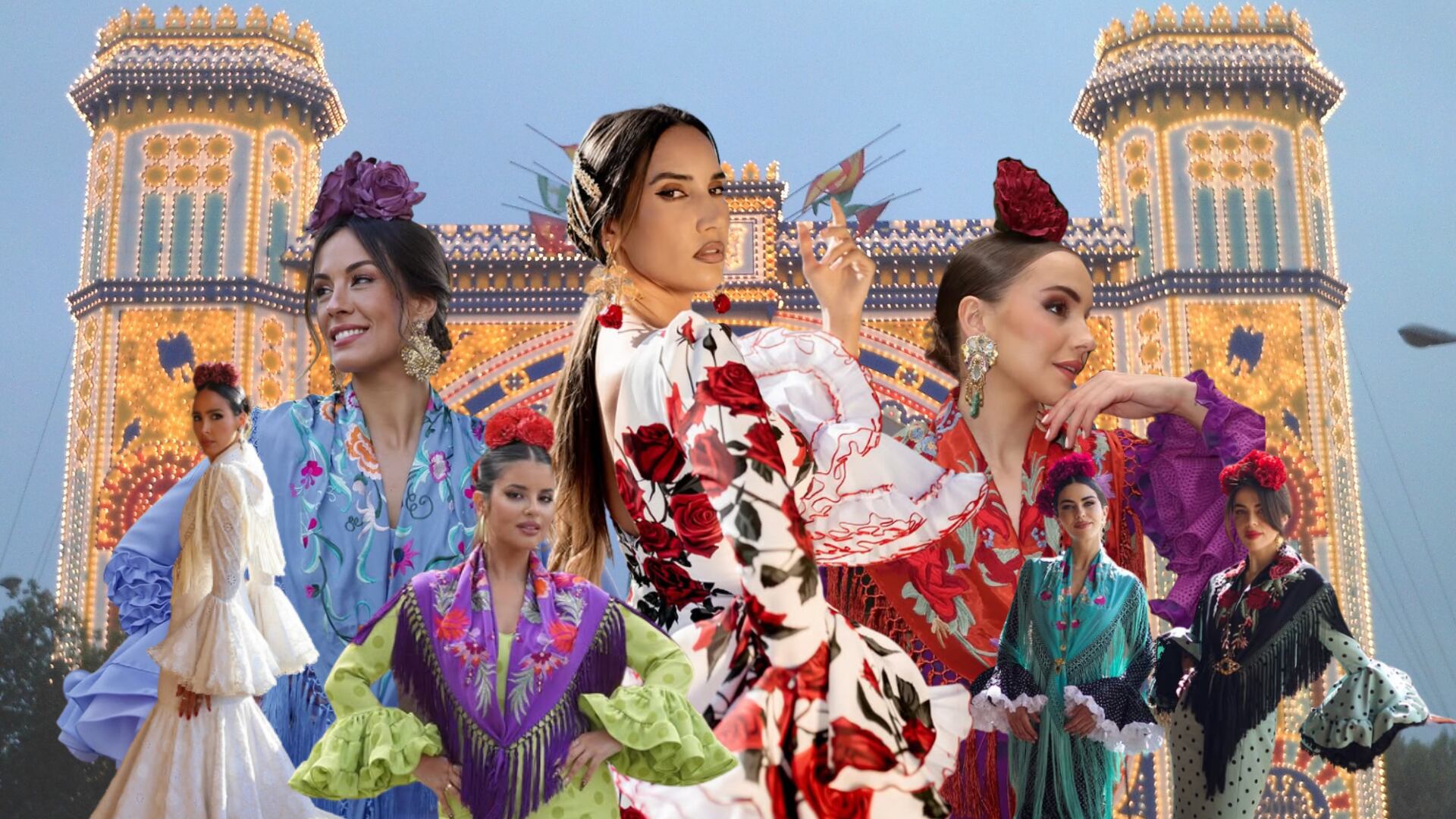 Cómo nace el traje de flamenca (Montaje Infobae, Redes Sociales y Wikimedia Common)