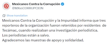 MCCI confirma que los reporteros están a salvo.