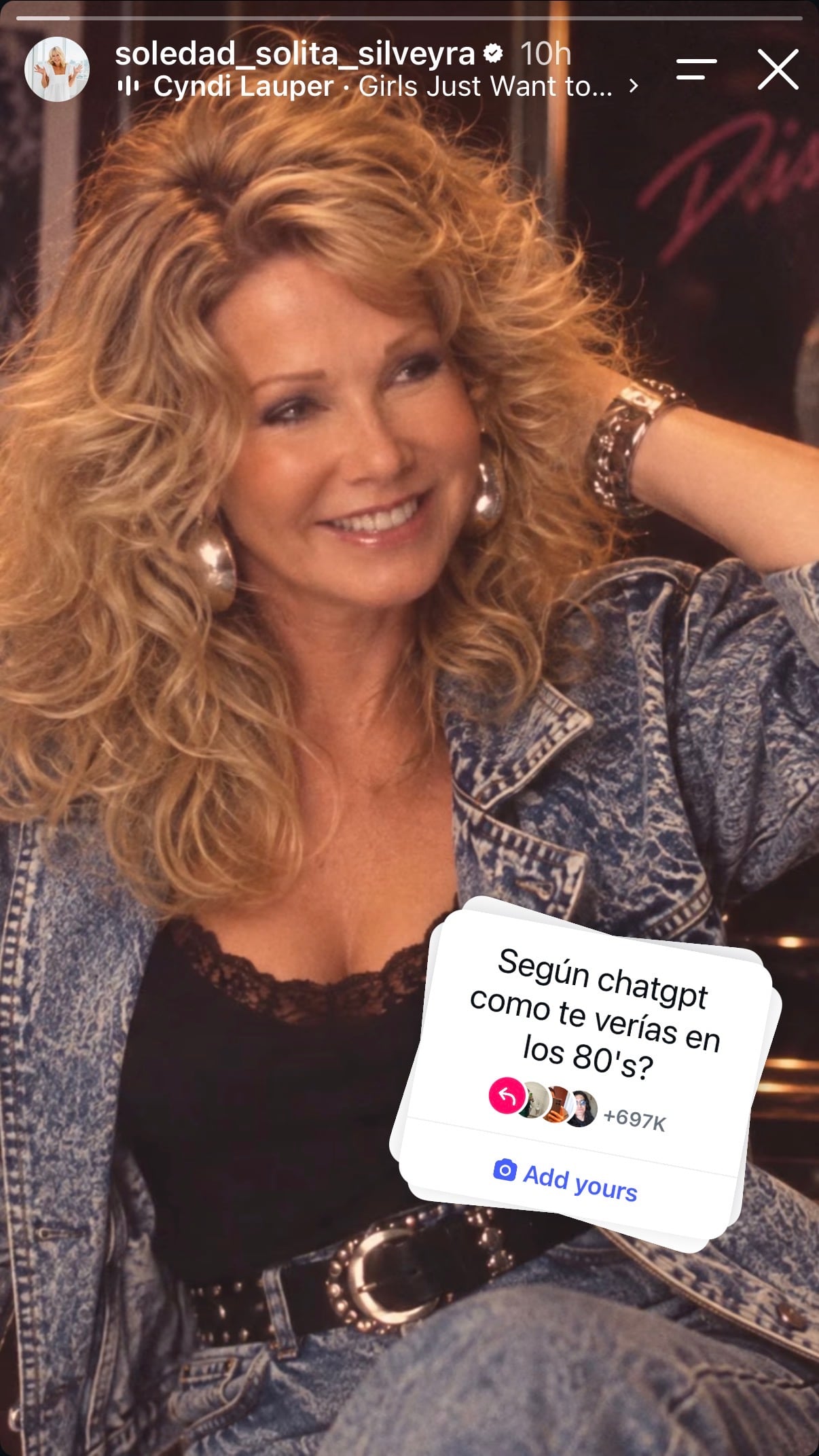 Soledad Silveyra se sumó a la tendencia al ritmo de uno de los hits de Cyndi Lauper (Instagram)