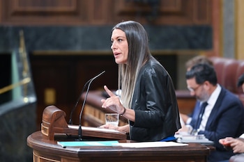 La portavoz de Junts en el Congreso, Miriam Nogueras, en una sesión plenaria en el Congreso de los Diputados. (Gustavo Valiente/Europa Press)