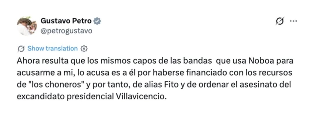 Este fue el mensaje en X que el presidente Gustavo Petro tuvo que borrar, debido a que lo acompañó con una pieza falsa - crédito @petrogustavo/X