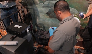 Técnicos de la Dirección de Salud Ambiental inspeccionan el sistema de abastecimiento de agua en Cartago para verificar su inocuidad. Crédito: Ministerio de Salud