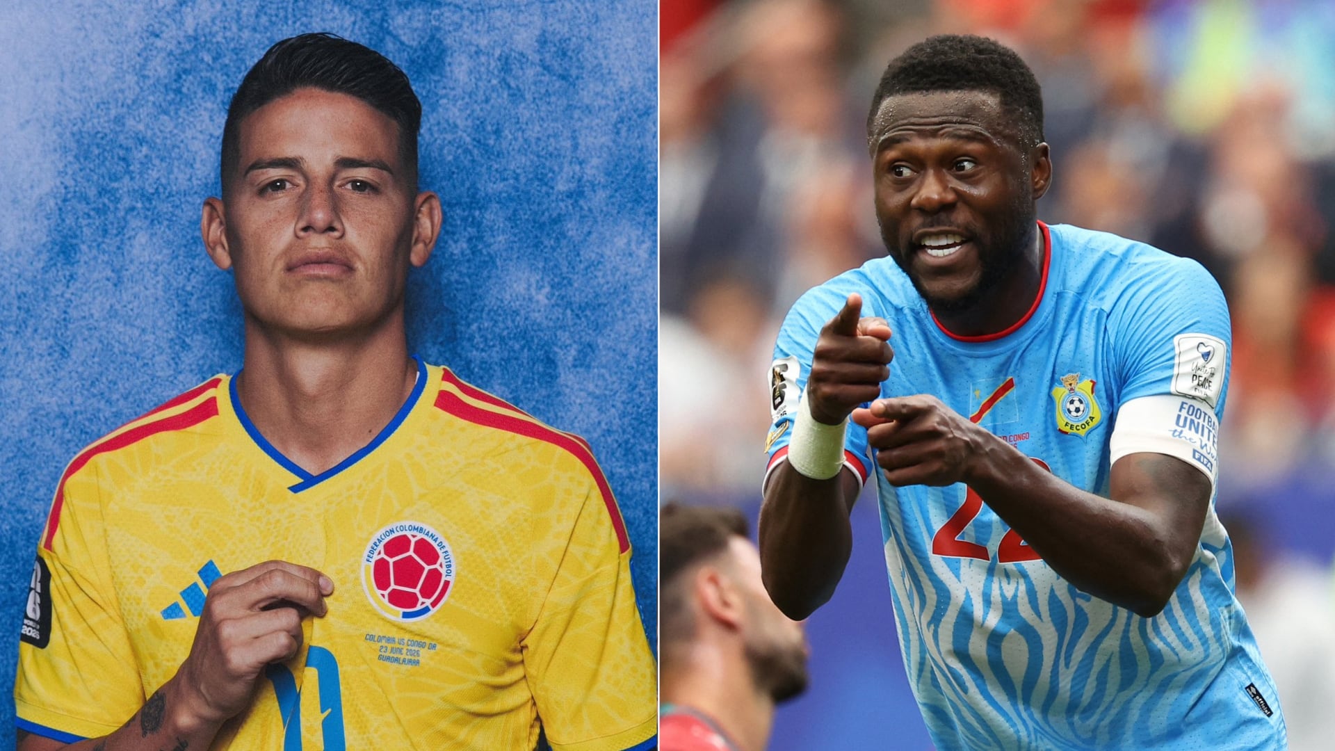 En Colombia, Perú y Ecuador, el partido de la selección colombiana comenzará a las 21:00. (Composición Infobae: X/@jamesdrodriguez / Reuters/Troy Taormina)