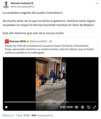 Hernán Cadavid se despachó contra