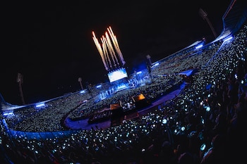 A las 8:00 p. m. dio inicio la segunda fecha de BTS en Colombia, en el arranque de la manga suramericana de su 'BTS World Tour: ARIRANG' - crédito @BTSDailyChile/X