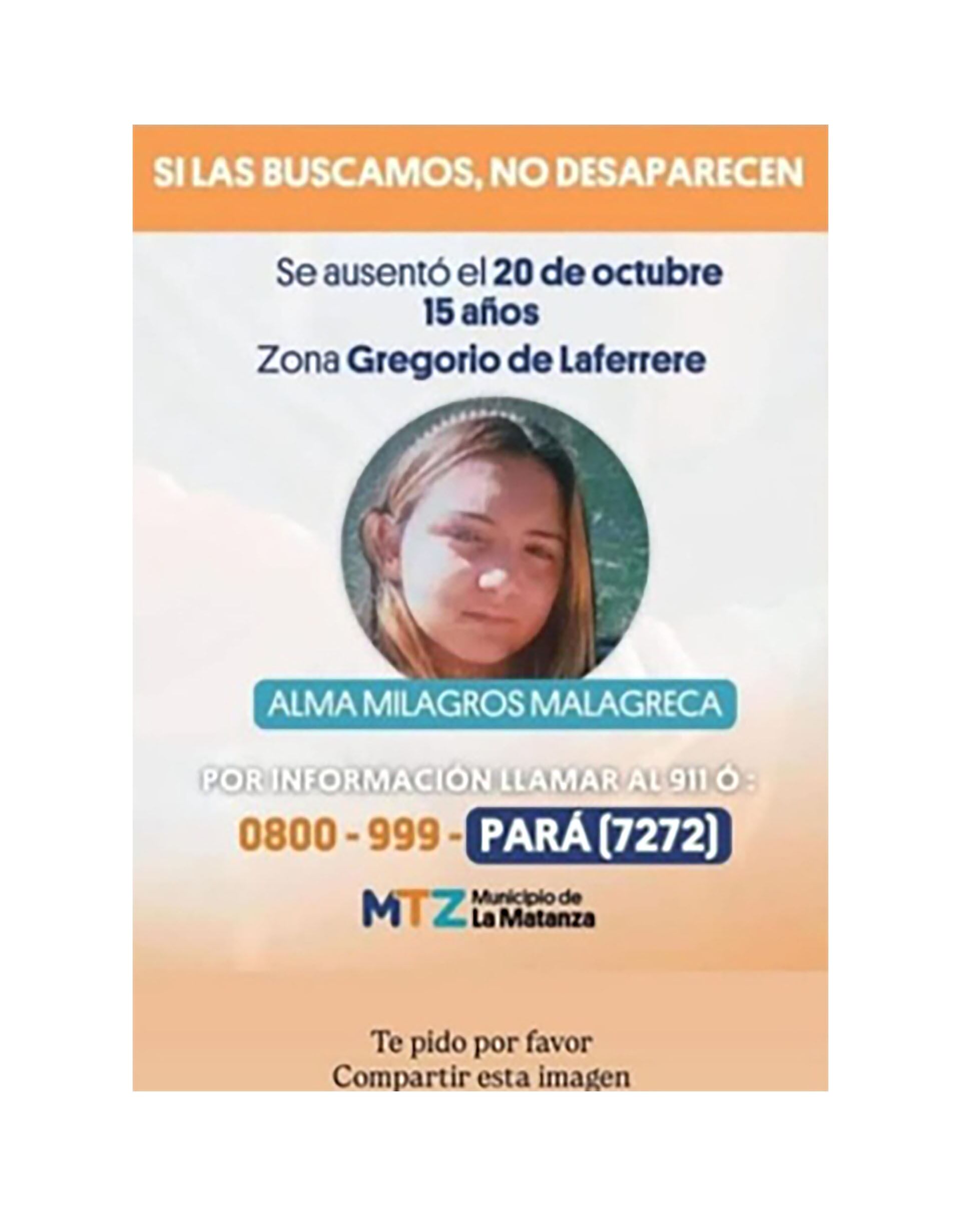 Alma está desaparecida desde el lunes