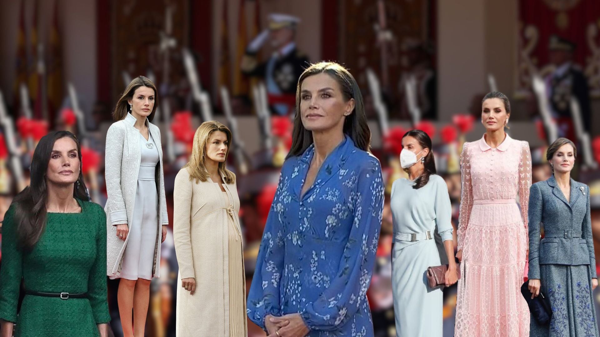 El estilo de la reina Letizia cada 12 de octubre a lo largo de los años (MONTAJE INFOBAE).
