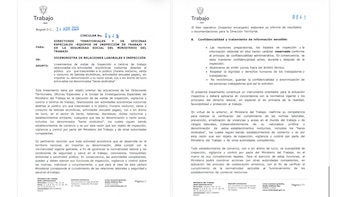 Este es el documento de la Circular 0041del Ministerio de Trabajo - crédito @AntonioSanguino/X