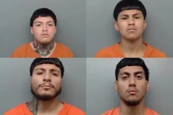 Miguel Ramírez, de 18 años de edad; Ferni Jandel Costilla, de 18 años; Damián López, de 17; y Felipe Pavón, de 19, fueron contratados por el hijo de Juanita para el asalto, todos fueron detenidos en EEUU Foto: Policía Webb