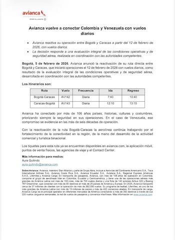 Avianca explicó que la decisión