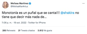 Melissa Martínez reaccionó a la