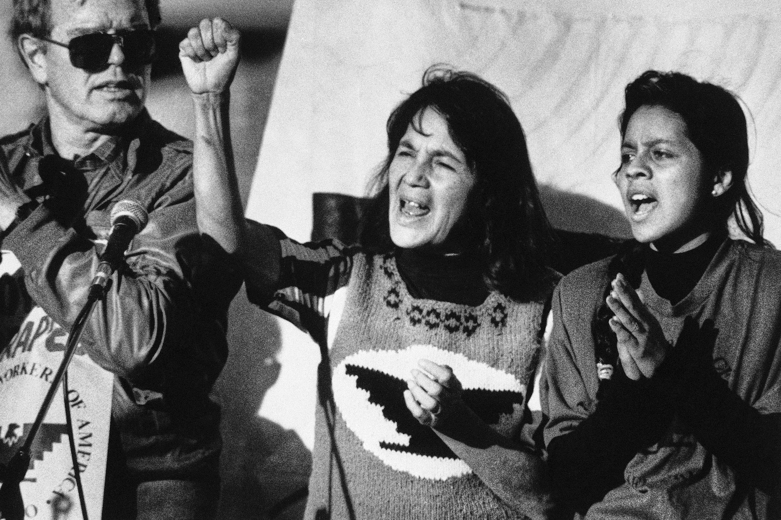Huerta abandonó su labor como maestra de escuela primaria para organizar a los jornaleros del campo. (AP foto/Court Mast)