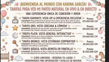 La imagen incluía supuestas tarifas de entre $ 1 millón y $ 25 millones para ver el parto - crédito redes sociales