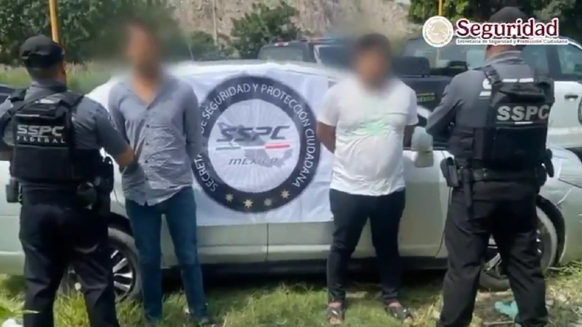 Detenidos por las autoridades federales en Cuautla. Crédito: SSPC