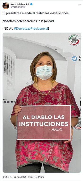 (Foto: Twitter/@XochitlGalvez)