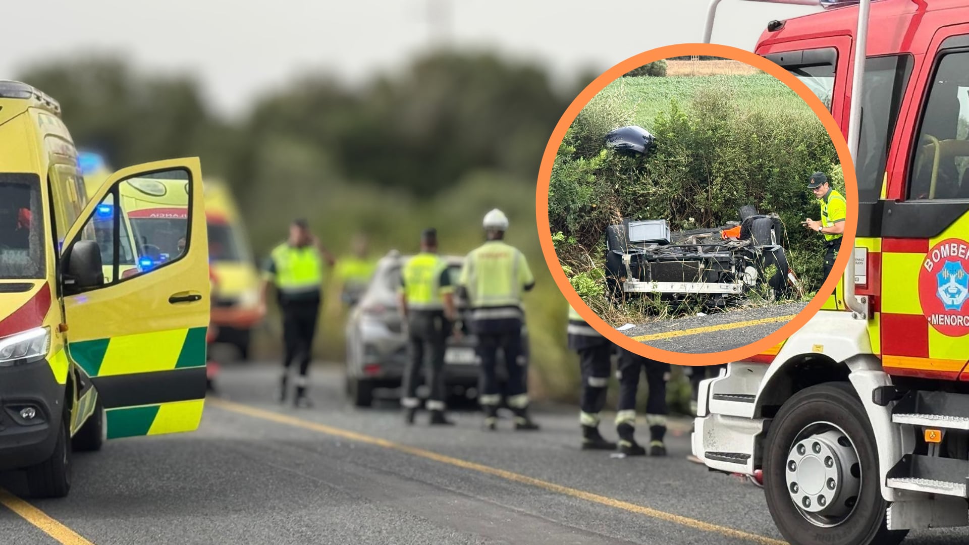 El accidente, que involucró a una familia de origen colombiano, dejó una mujer fallecida y al menos cinco personas heridas, incluida una bebé de menos de dos años - crédito @menorcaaldia/X