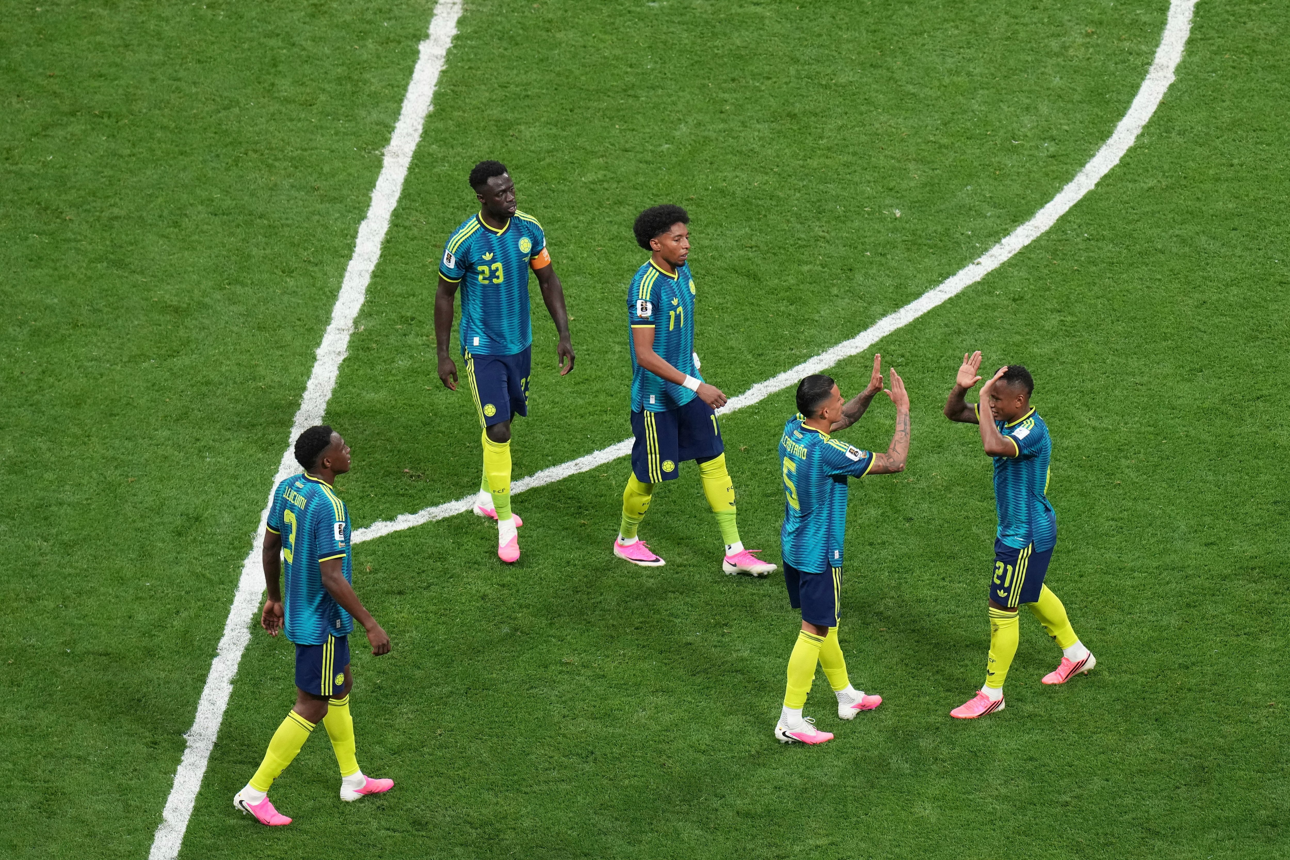 Jaminton Campaz, de Colombia, festeja tras marcar ante Uzbekistán en el Mundial, el miércoles 17 de junio de 2026 en Ciudad de México - crédito Silvia Izquierdo/AP Foto