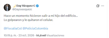La exesposa de Nicolás Petro Burgos, hijo mayor del expresidente de la República, Gustavo Petro, manifestó que ha recibido amenazas contra su integridad y la de su familia - crédito @Daysvasquezc/X