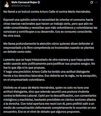 Mafe Carrascal cuestionó la reacción