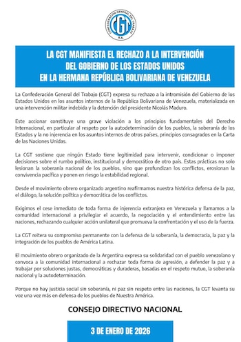 El comunicado del Consejo Directivo